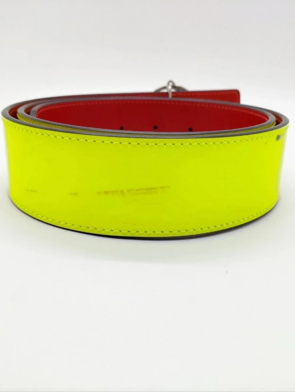 Christian Louboutin Red/Yellow Leather Belt Strap with Embossed Logo
